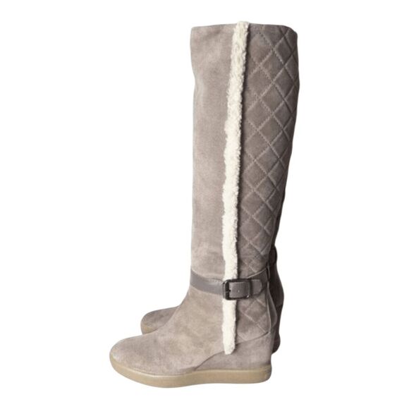 AQUATALIA Callie Faux-Shearling Tall Wedge Boot Size 7.5 - Picture 3 of 10